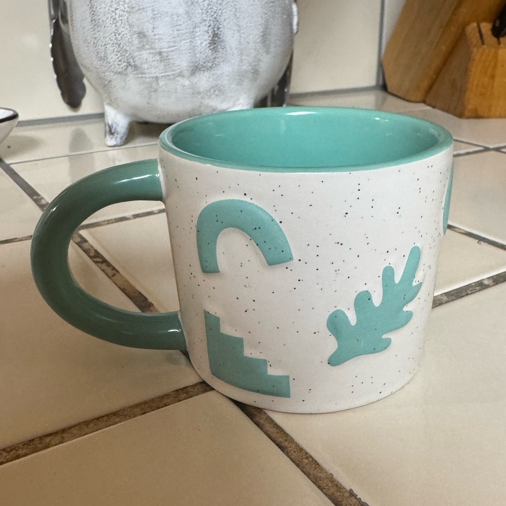 Speckled White and Teal Mug by Maven | 7 oz